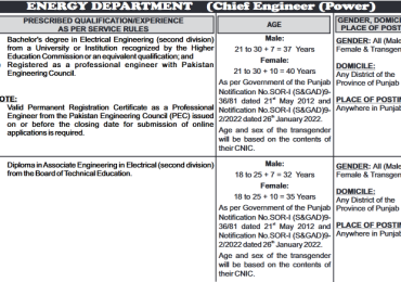 PPSC Energy Department Jobs 2022 Advertisement