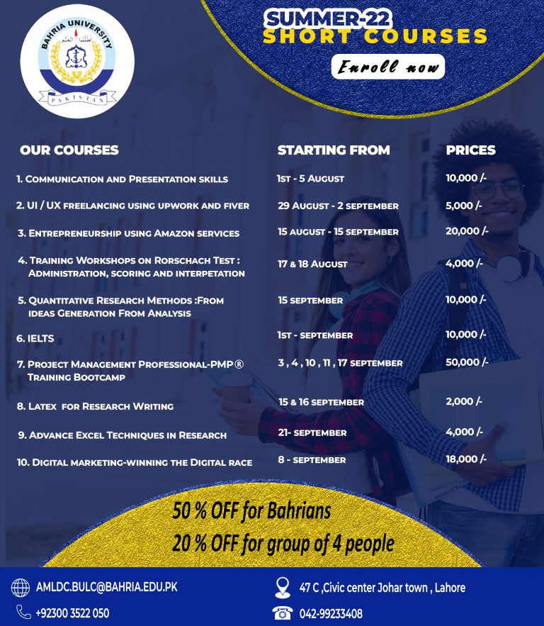 Bahria University BU Short Courses Admissions 2025 Online Registration Bahria University BU Short Courses Admissions 2025
