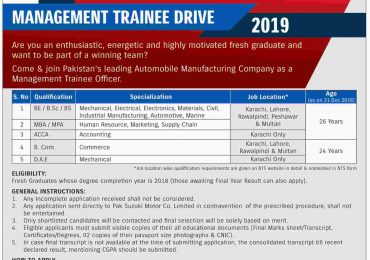 Pak Suzuki Management Trainee Program 2019