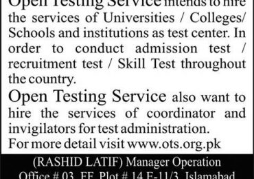 OTS Invigilator Jobs 2025 Online Registration Form Advertisement