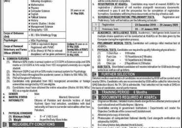 Pak Army Direct Short Service Commission 2020