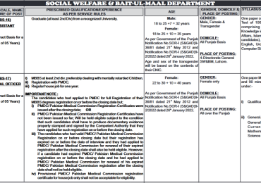 PPSC Social Welfare and Bait-ul-Maal Jobs Advertisement