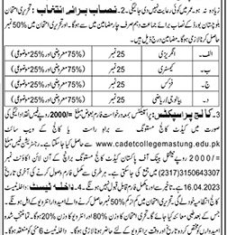 Cadet College Mastung (Balochistan) Admissions 2025