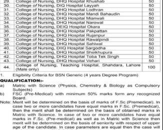 DGN Lahore General Nursing Admission 2025