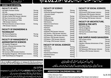 UOG Admission Advertisement 2025