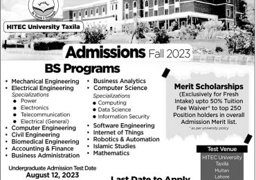 HITEC University Taxila Admission 2025