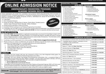 UET Peshawar Undergraduate Admission 2025