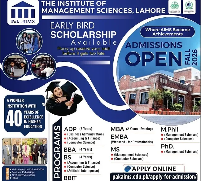 Pak Aims Institute of Management Sciences Admission 2026