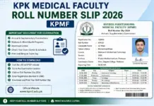 KPK Medical Faculty Roll Number Slip 2026 KPMF KPK Medical Faculty Roll Number Slip