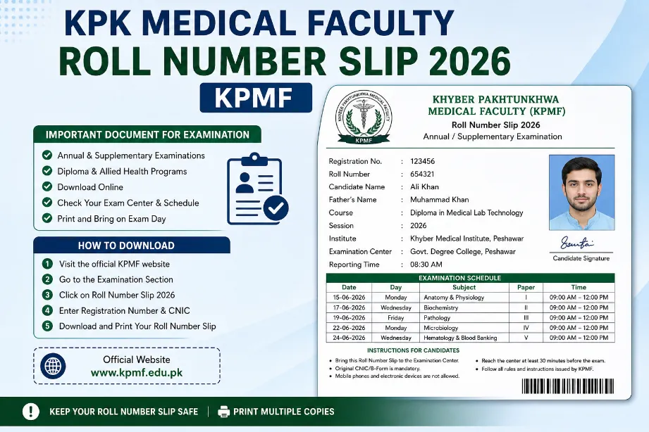 KPK Medical Faculty Roll Number Slip