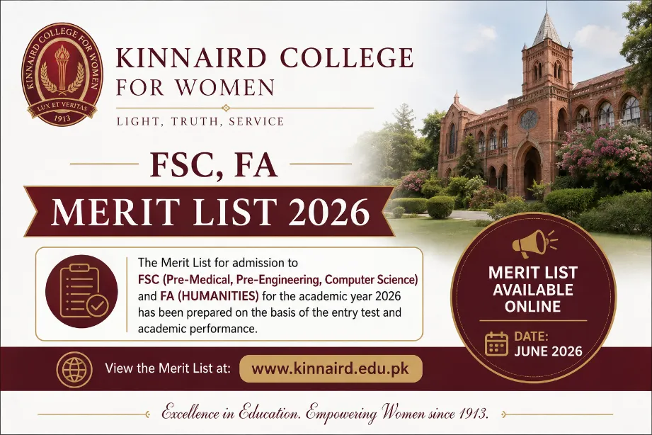 Kinnaird College for Women FSC, FA Merit List