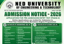 NED University Karachi Admission 2026 Undergraduate Form, Last Date NED University Karachi Admission 2026